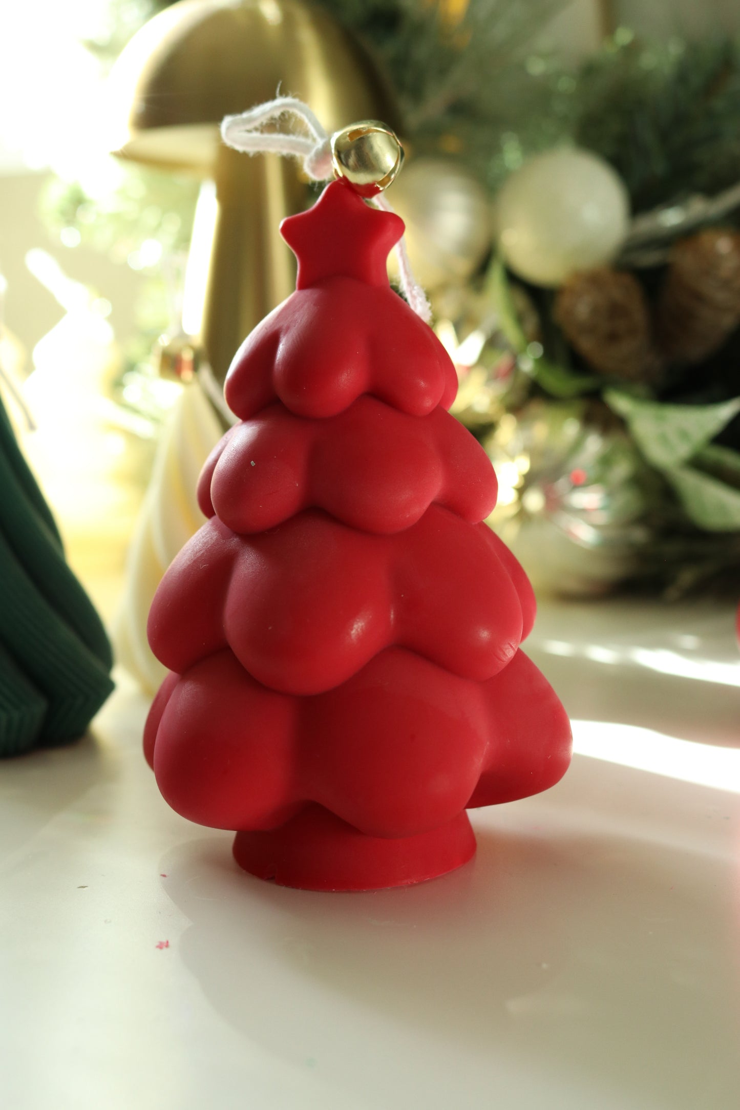 Snowy Christmas Tree Candle
