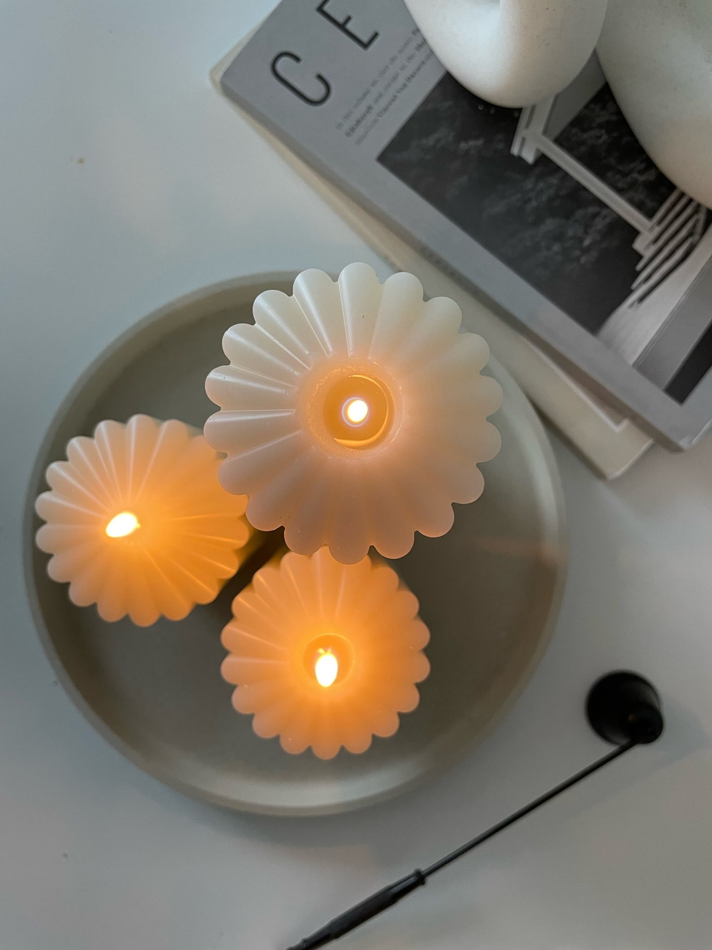 Ribbed Pillar Candle