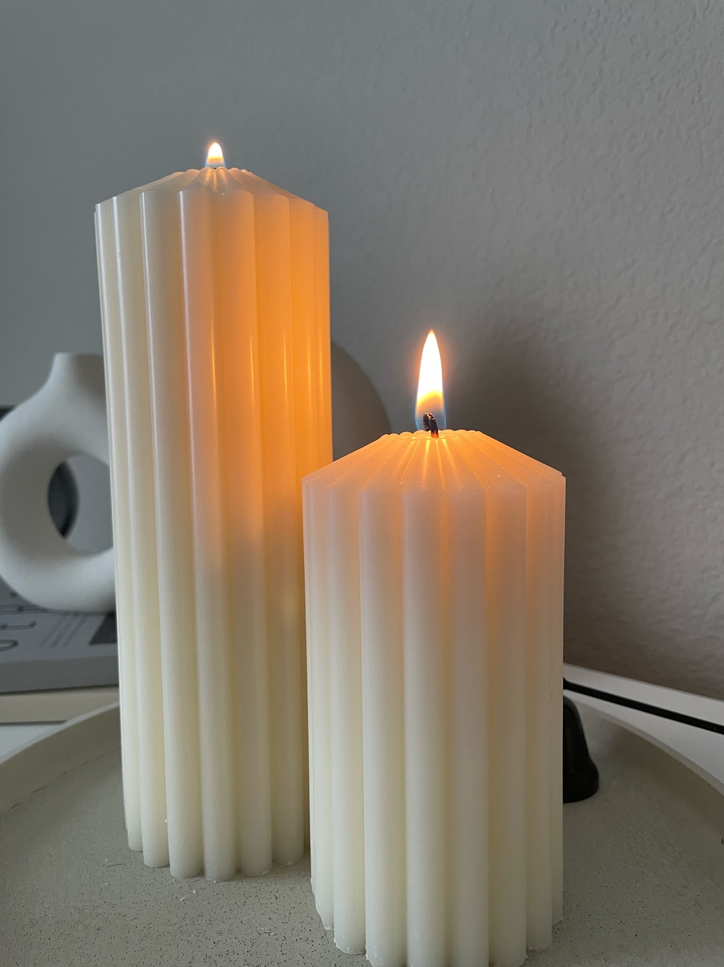 Ribbed Pillar Candle