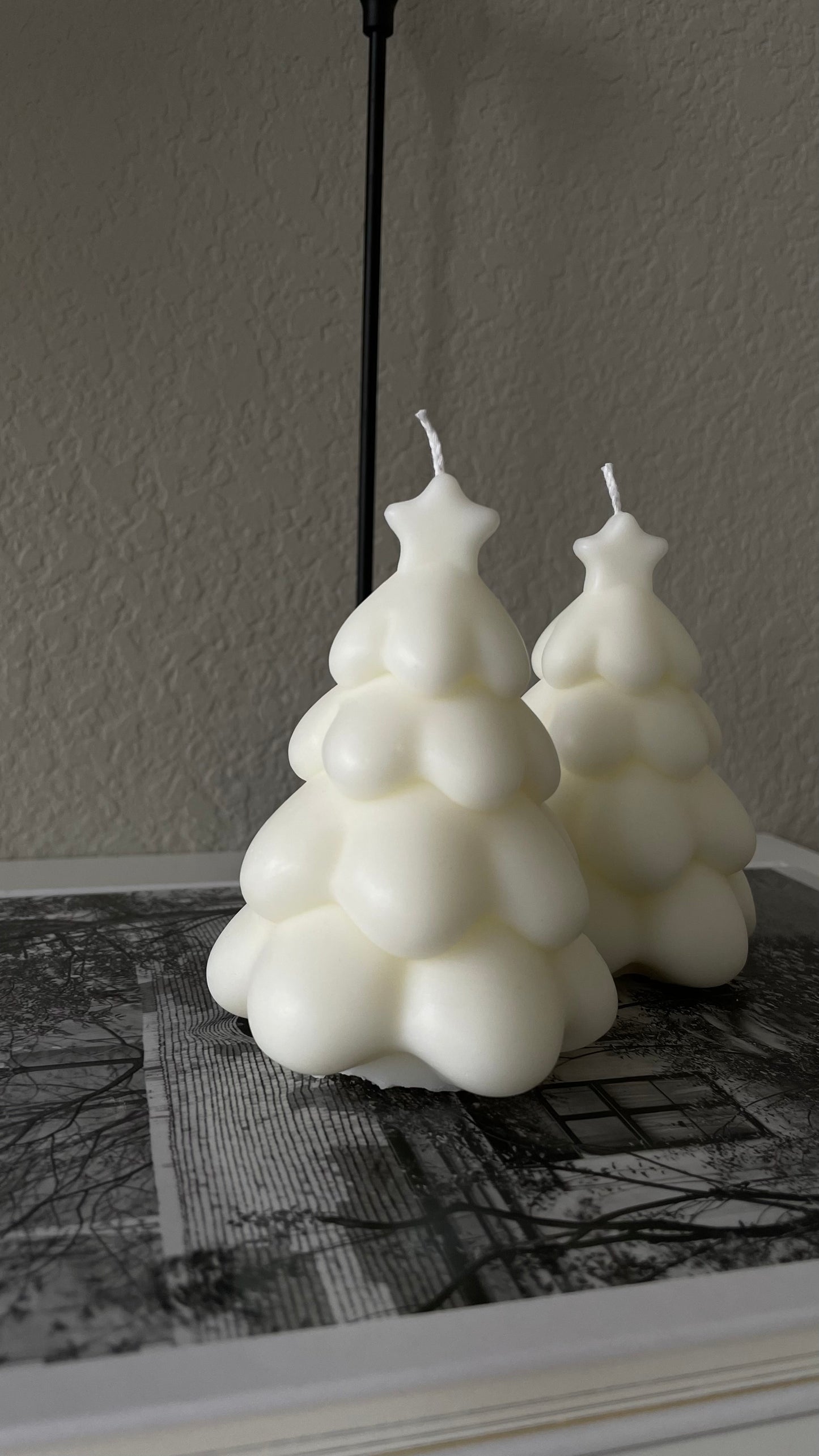 Snowy Christmas Tree Candle