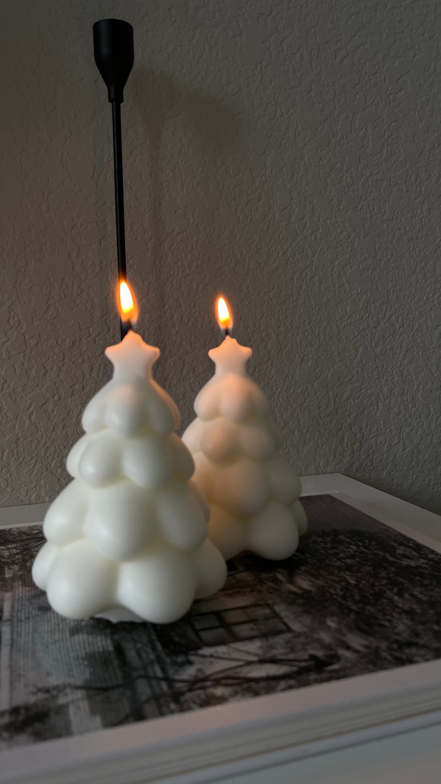 Snowy Christmas Tree Candle
