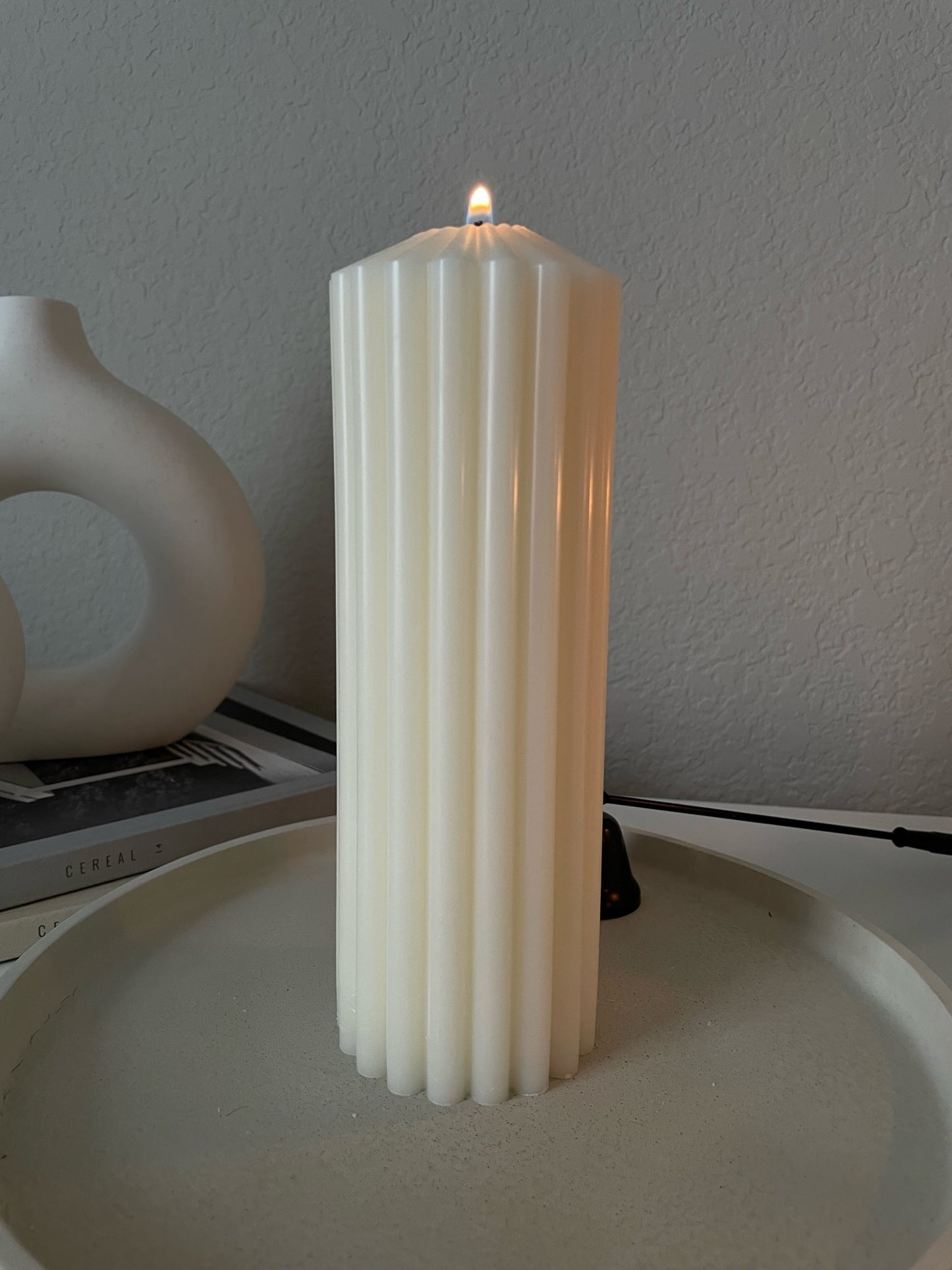 Ribbed Pillar Candle