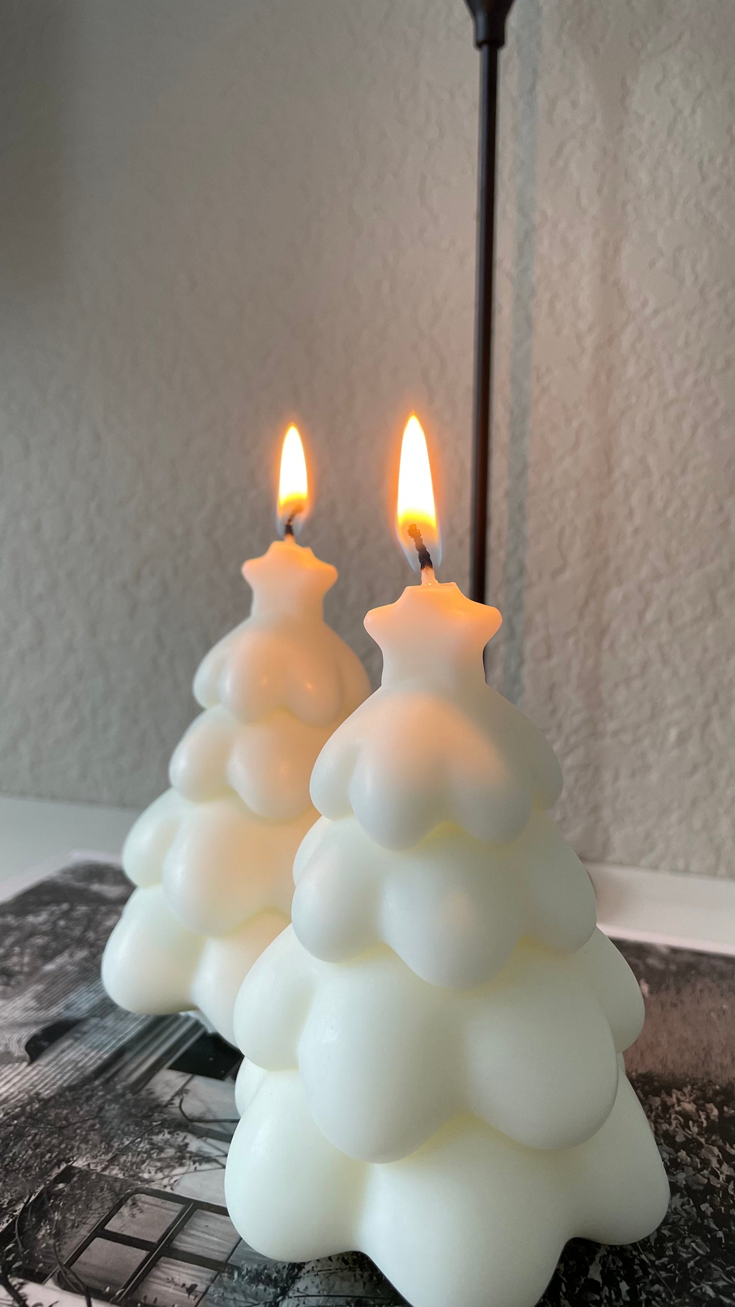 Snowy Christmas Tree Candle